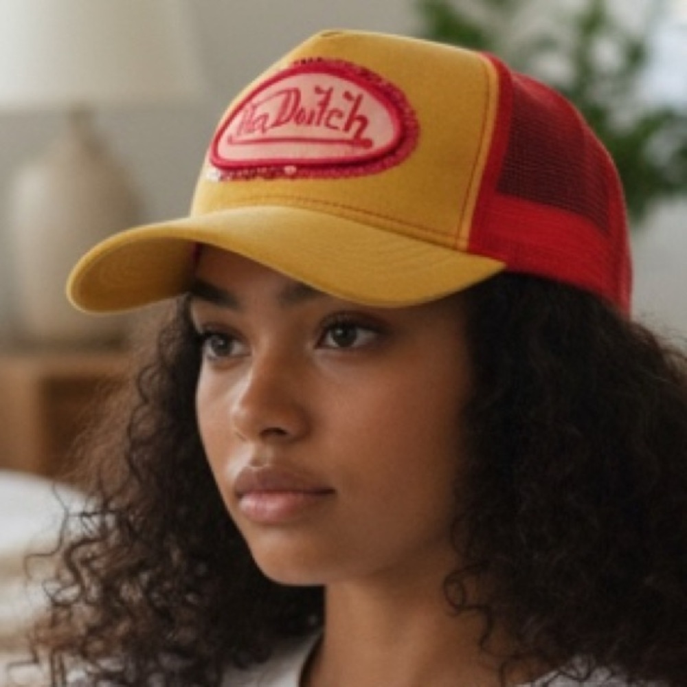 Von Dutch Pink Sequin & Corduroy Trucker Hat NWT